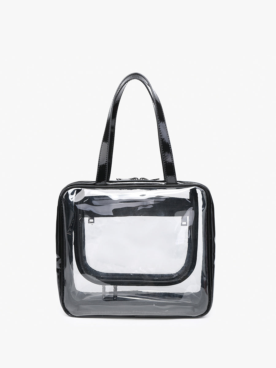 Rae Clear Cosmetic Bag Black - Jen & Co. vegan handbag