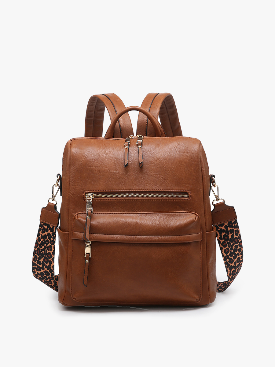 Amelia Vegan Backpack Brown - Jen & Co. vegan handbag