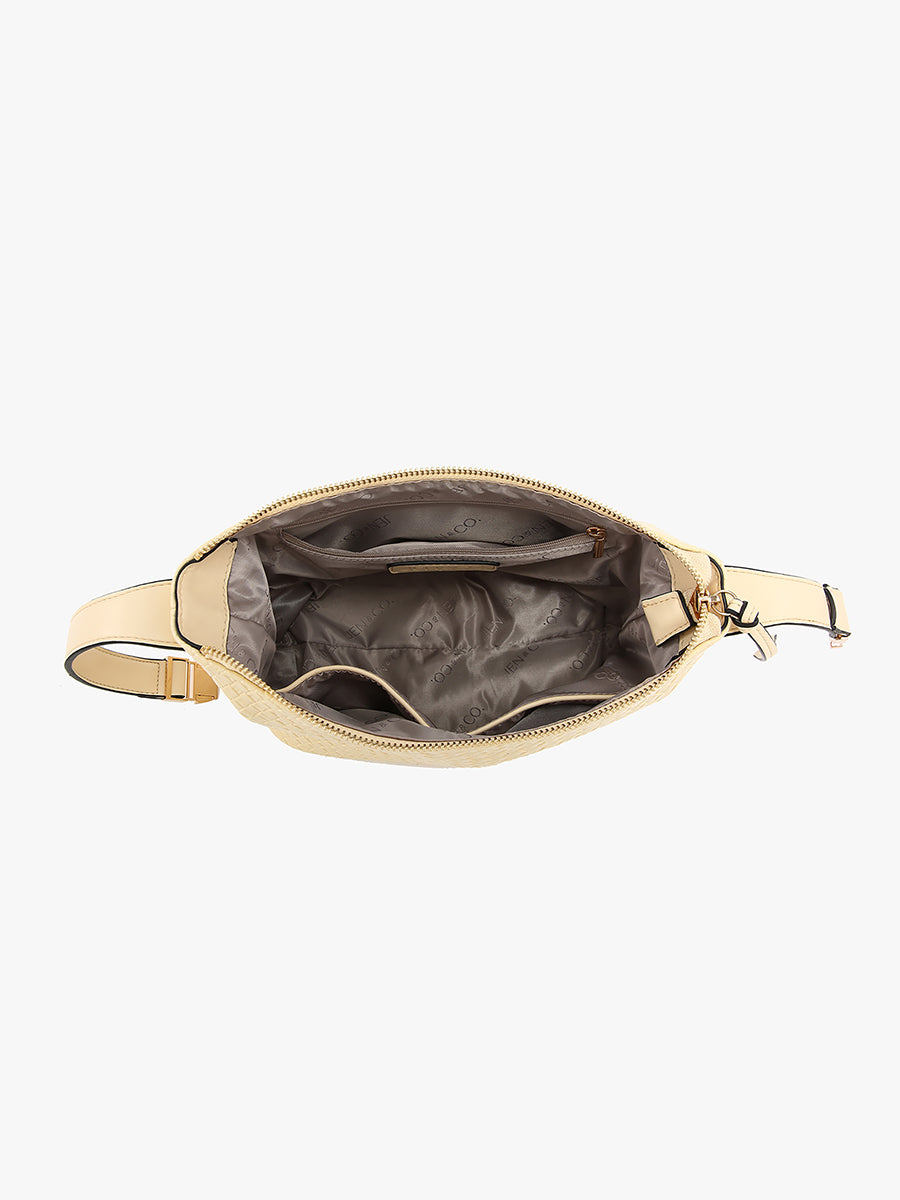 Kinsley Vegan Faux Woven Satchel - Jen & Co. vegan handbag