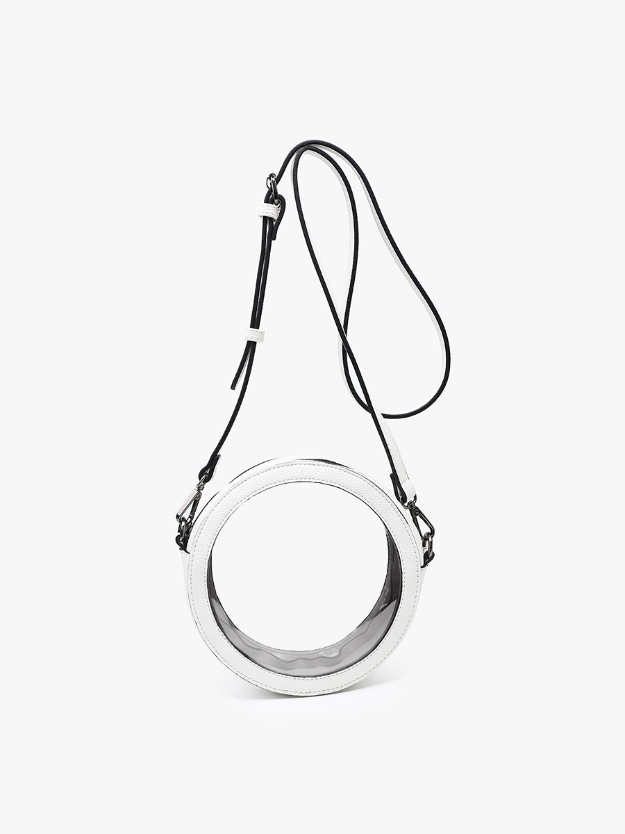 Lilibet Vegan Clear Circ Crossbody White - Jen & Co. vegan handbag
