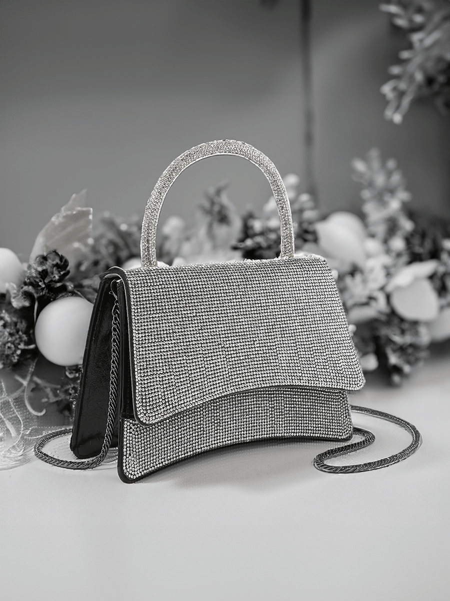 Aurora Rhinestone Clutch/Crossbody - Jen & Co. vegan handbag