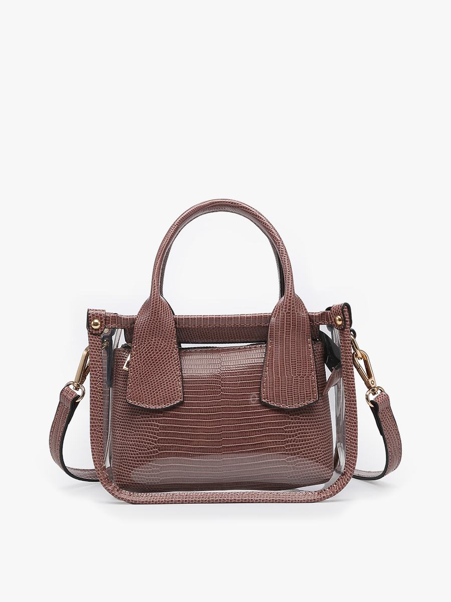 Stacey Vegan Clear Satchel Mauve - Jen & Co. vegan handbag