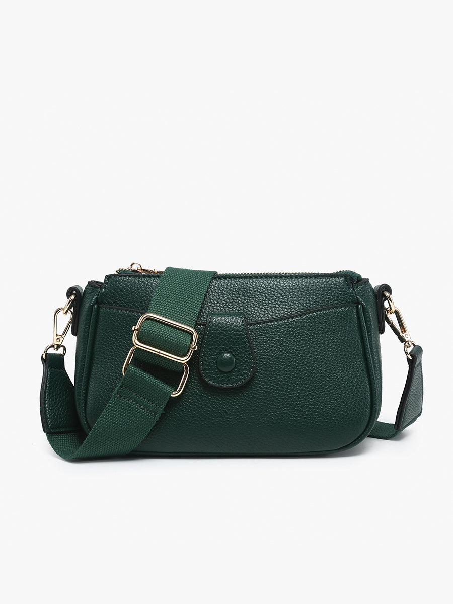 Kallie Vegan Snap Front Crossbody Hunter Green - Jen & Co. vegan handbag