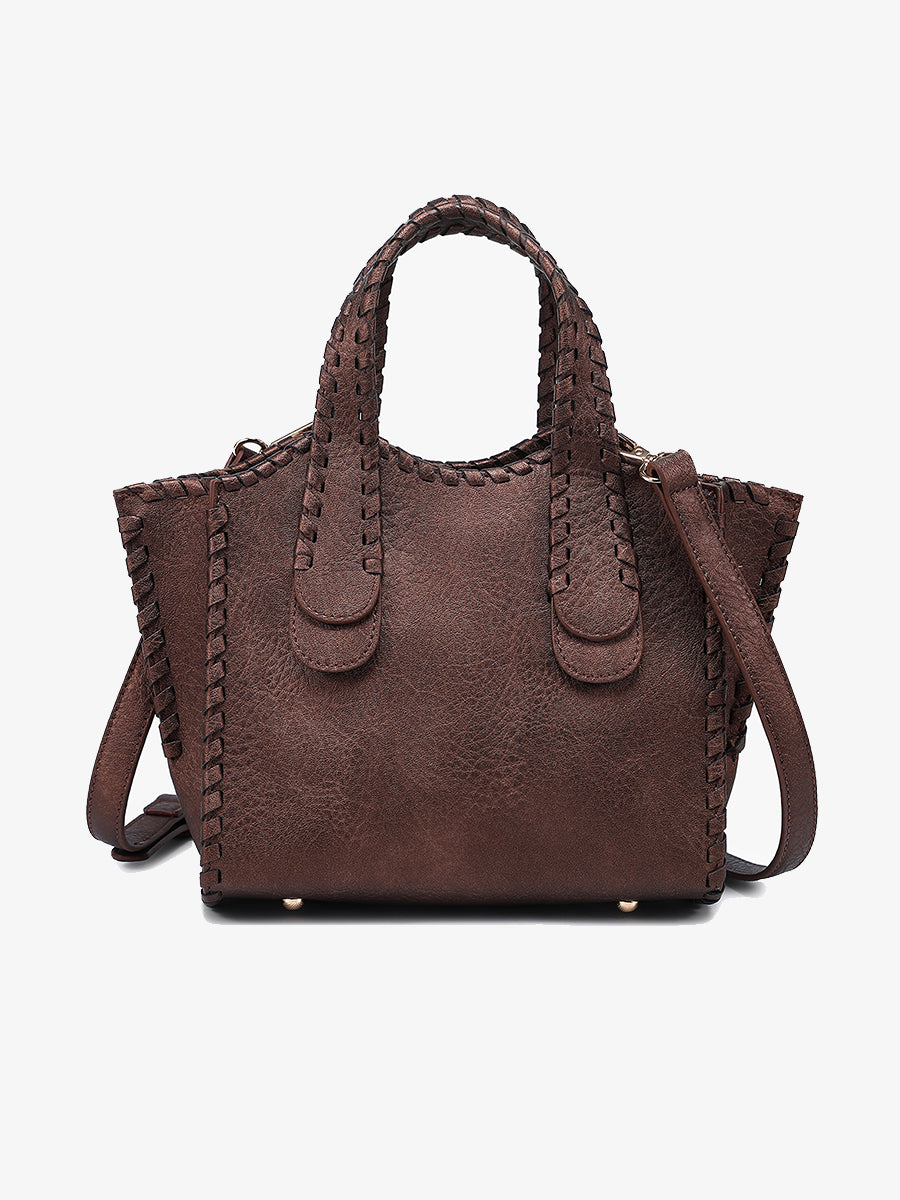 Marla Vegan Satchel Cocoa Pearl - Jen & Co. vegan handbag