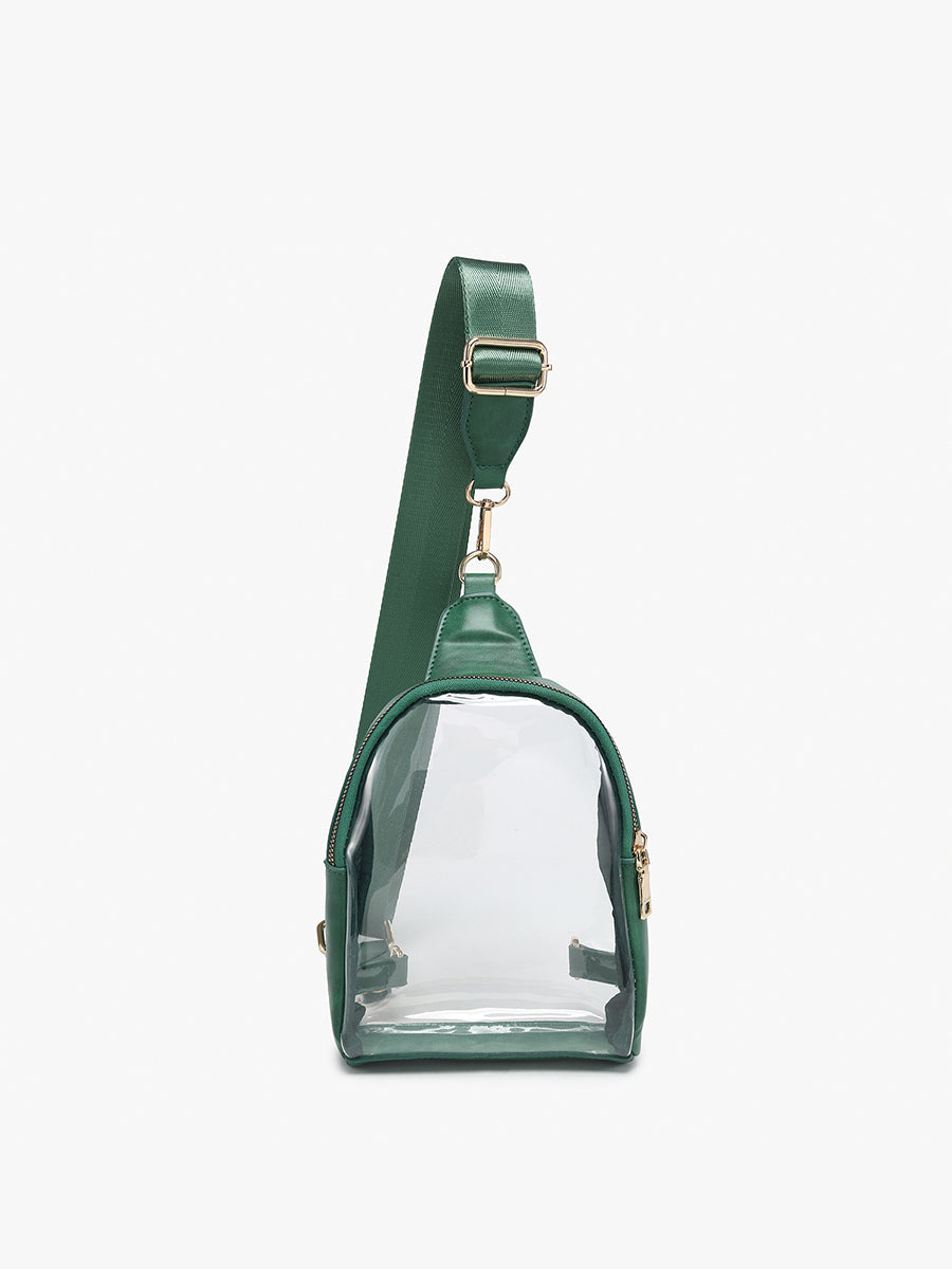 Ellen Clear Sling Bag Green - Jen & Co. vegan handbag