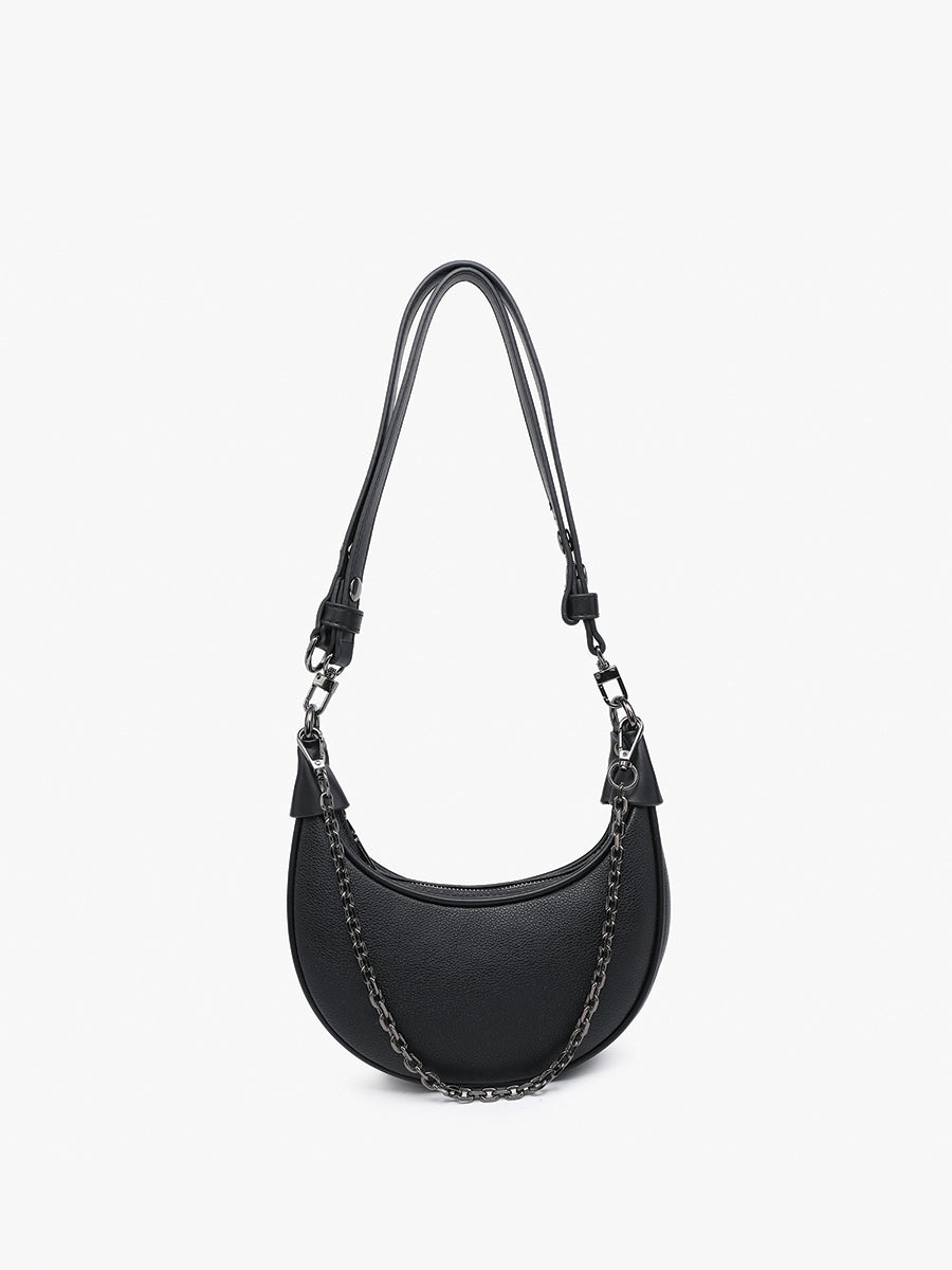 Zora Vegan Half-Moon Shoulder Bag Black - Jen & Co. vegan handbag