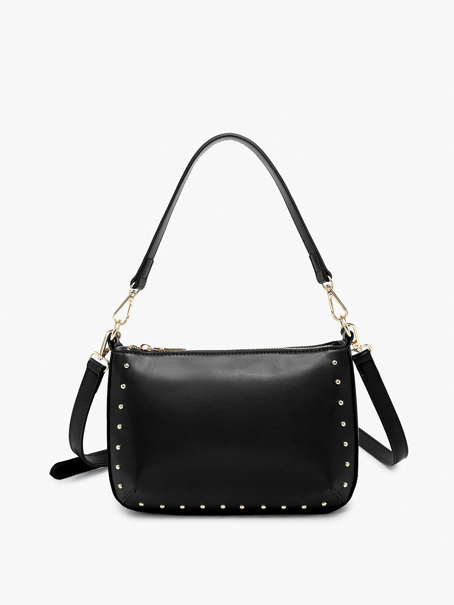 Carmen Vegan Studded Crossbody Black - Jen & Co. vegan handbag