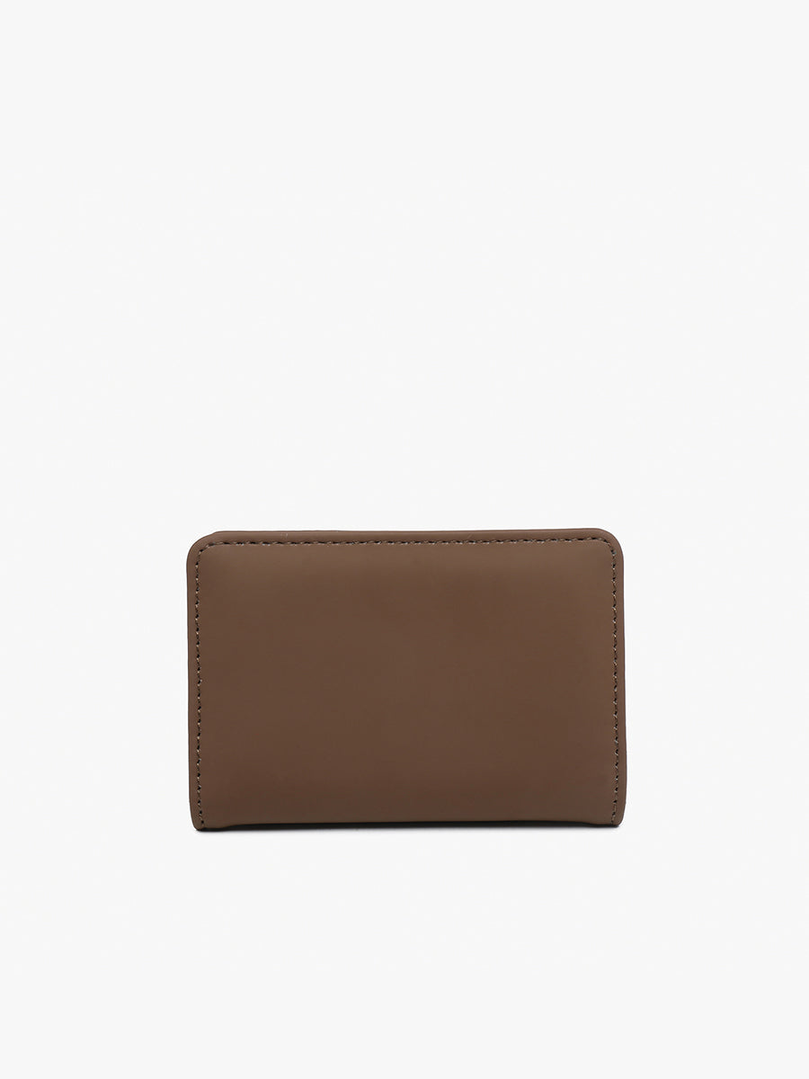 Evie Vegan Bifold Wallet Dark Brown - Jen & Co. vegan handbag