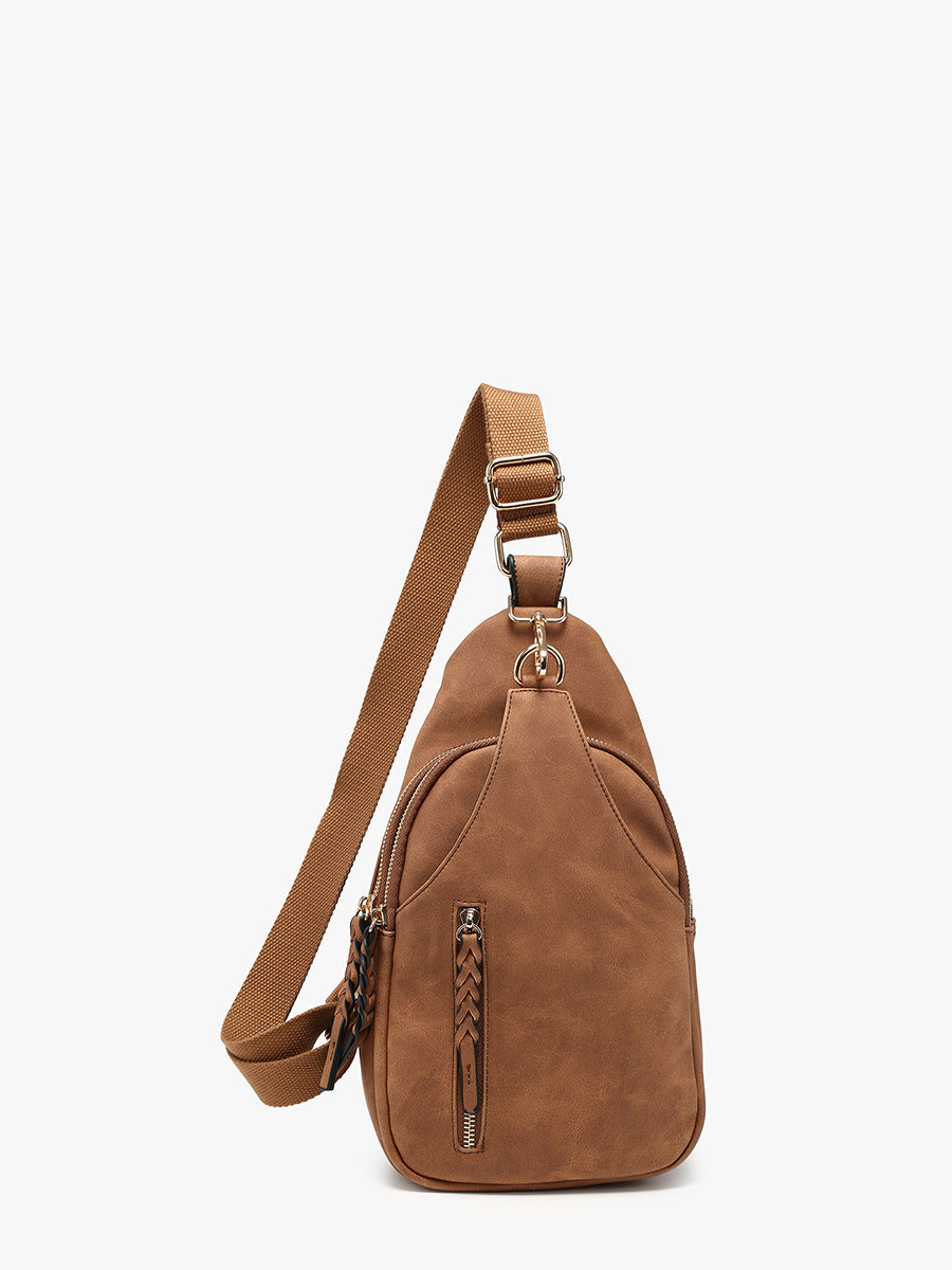 Nikki Vegan Suede Sling Bag Brown - Jen & Co. vegan handbag
