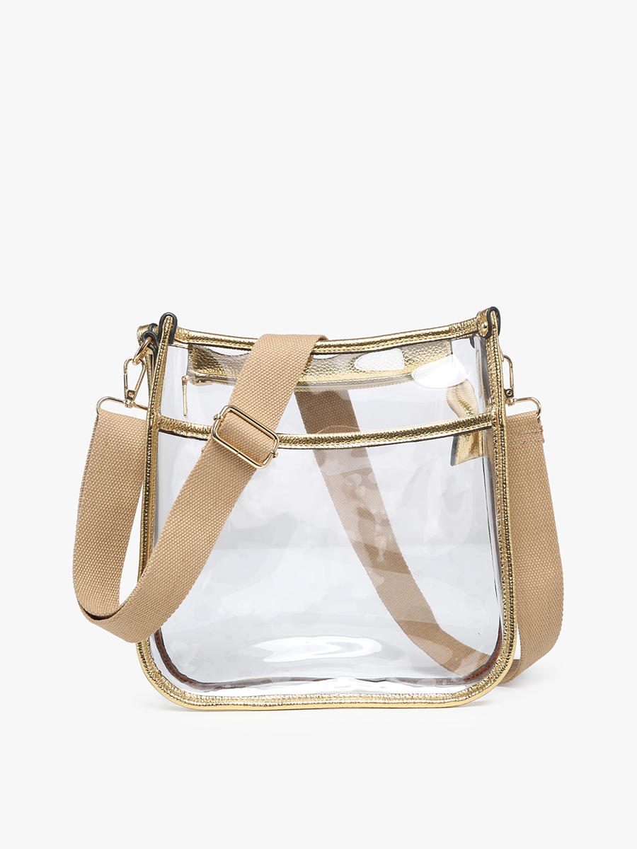 Posie Vegan Clear Crossbody Gold - Jen & Co. vegan handbag