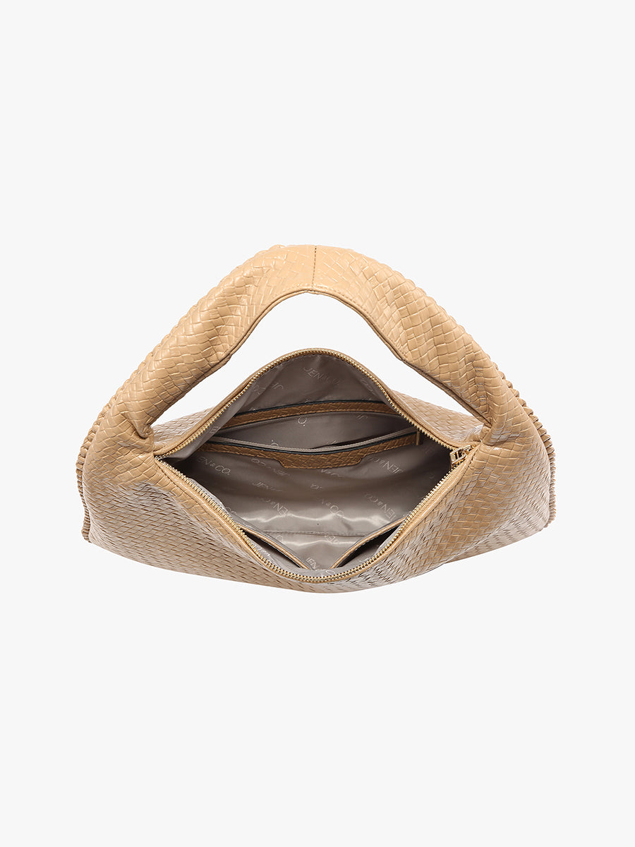 Kehlani Vegan Faux Woven Hobo - Jen & Co. vegan handbag