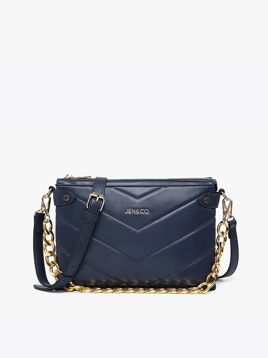 Britt Vegan Puffer Crossbody Navy - Jen & Co. vegan handbag