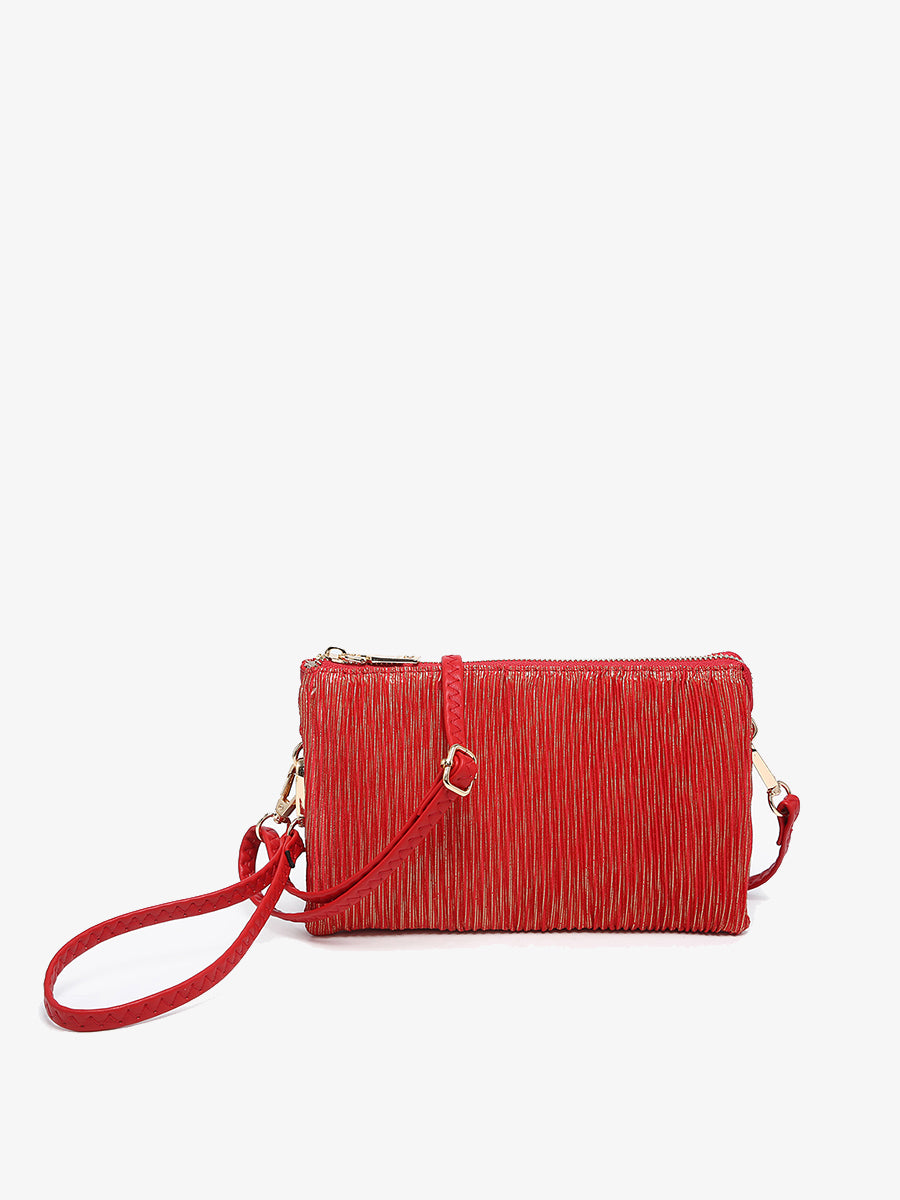 Riley Shimmer Stripe Crossbody Red - Jen & Co. vegan handbag