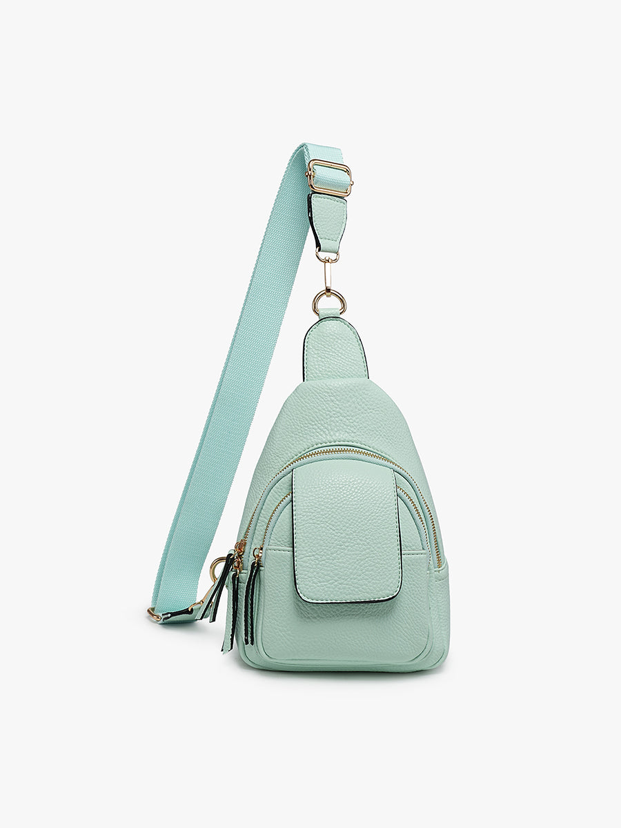 Sophia Vegan Sling Bag Pale Mint - Jen & Co. vegan handbag