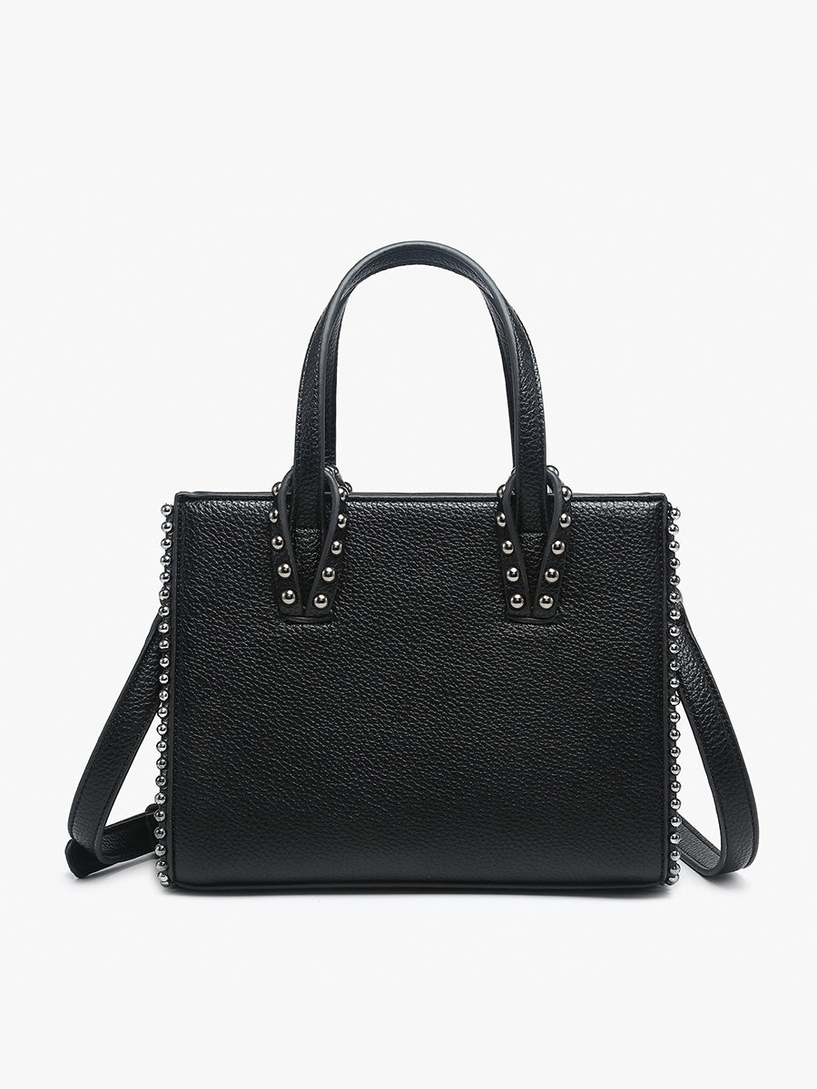 Brenda Vegan Studded Trim Tote Black - Jen & Co. vegan handbag