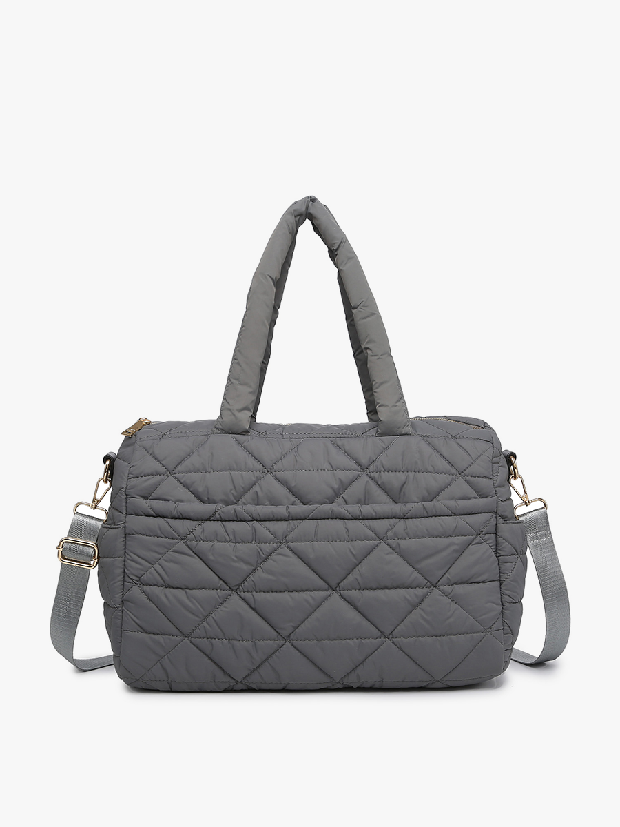 Billie Vegan Quilted Satchel Grey - Jen & Co. vegan handbag