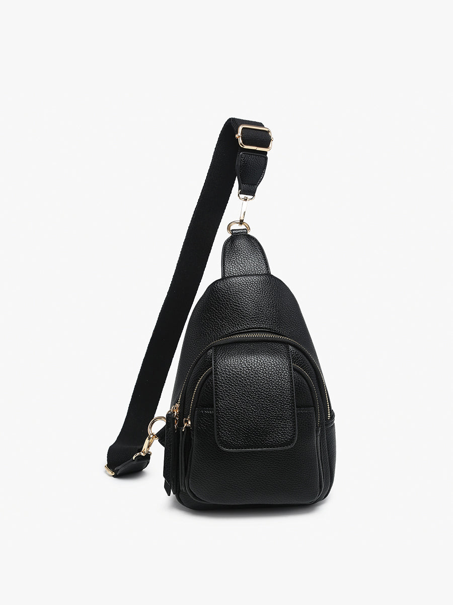 Sophia Vegan Sling Bag Black - Jen & Co. vegan handbag
