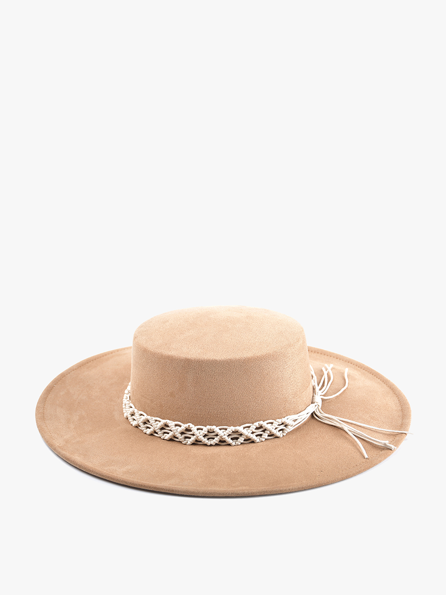Jazzlyn Macrame Band Hat Tan - Jen & Co. vegan handbag