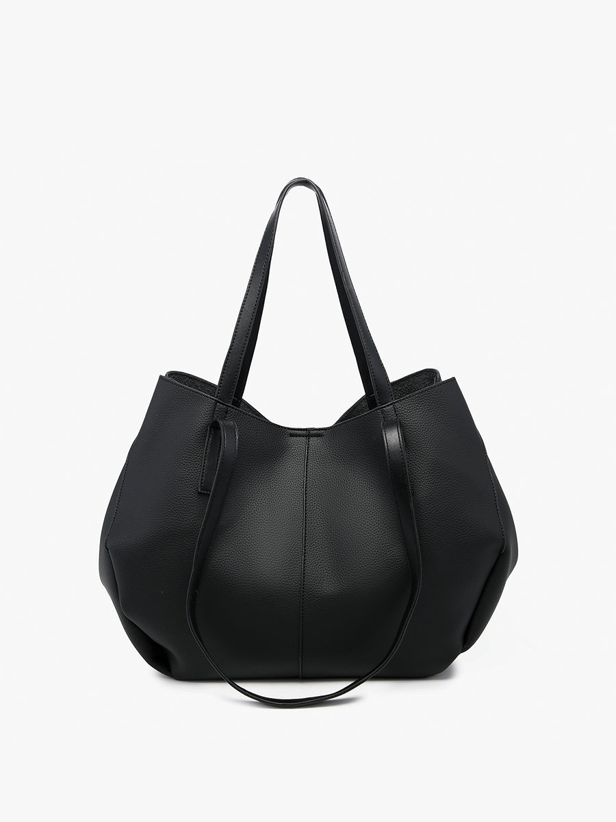 Celeste Vegan Distressed Hobo Black - Jen & Co. vegan handbag