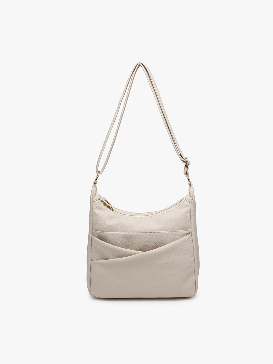Lillian Vegan Dual Compartment Crossbody Greige - Jen & Co. vegan handbag