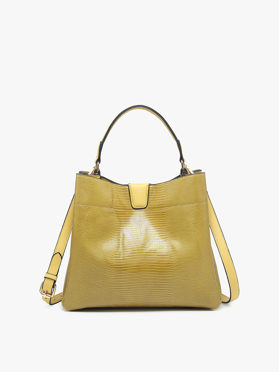 Tati Vegan Lizard Satchel Fern - Jen & Co. vegan handbag