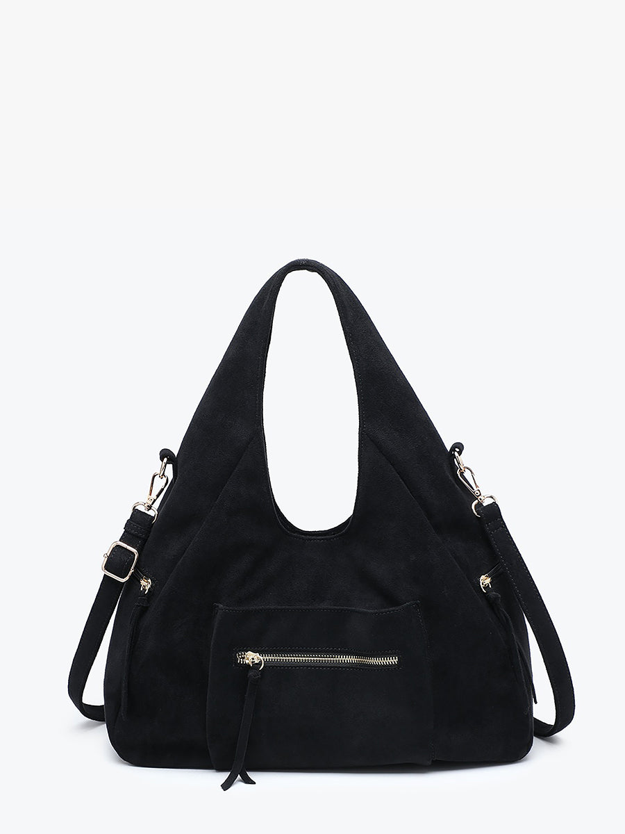 Heidi Vegan Suede Hobo Black - Jen & Co. vegan handbag