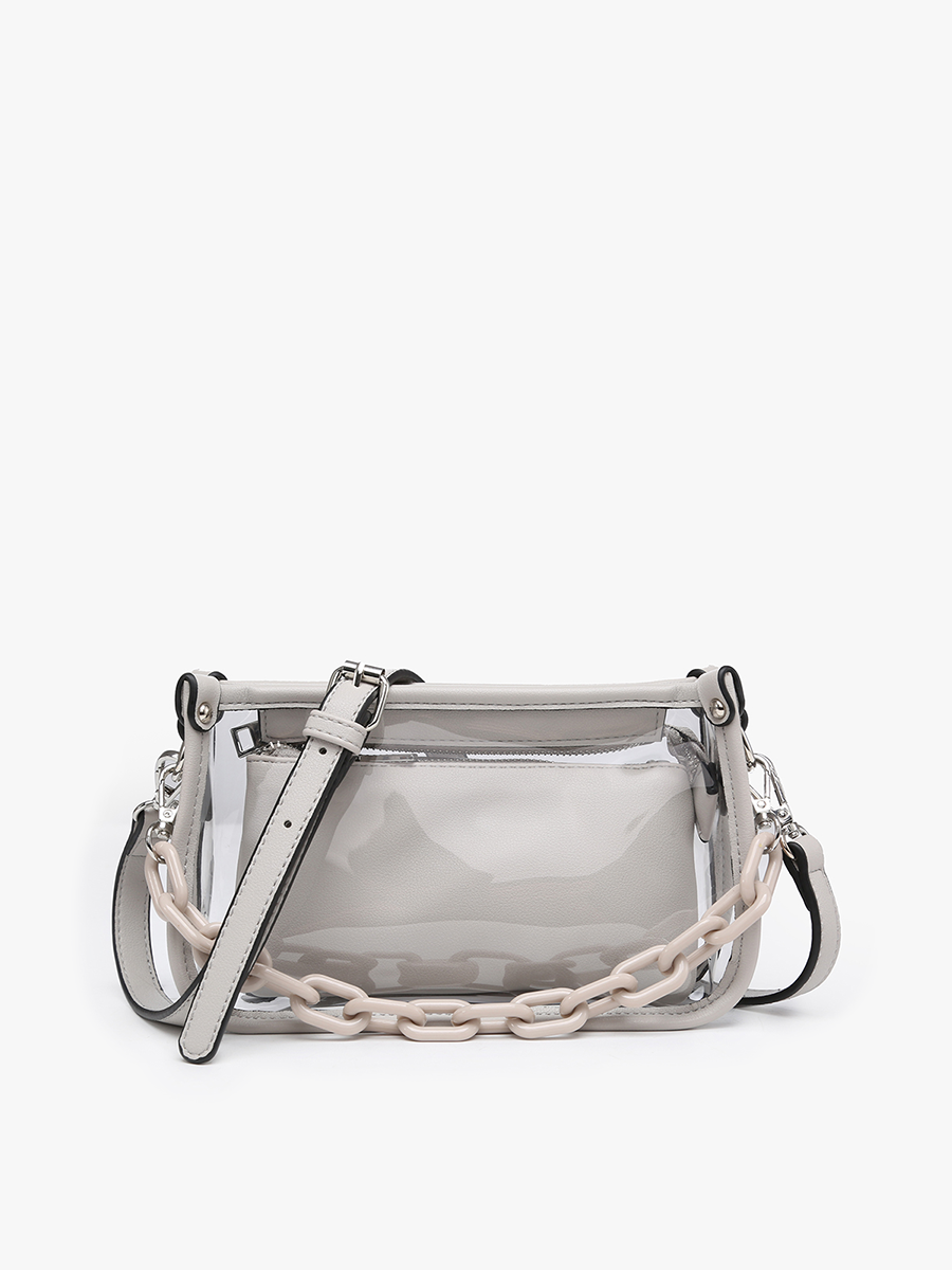 Jessica Vegan Clear Crossbody Lt. Grey - Jen & Co. vegan handbag