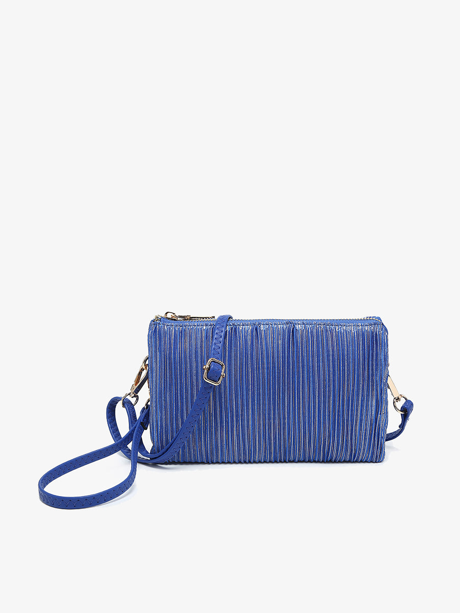 Riley Shimmer Stripe Crossbody Royal Blue - Jen & Co. vegan handbag
