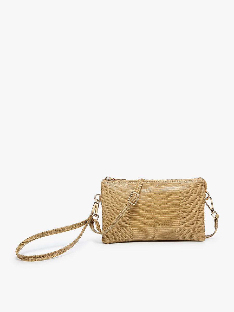 Riley Vegan Lizard Crossbody Tan - Jen & Co. vegan handbag