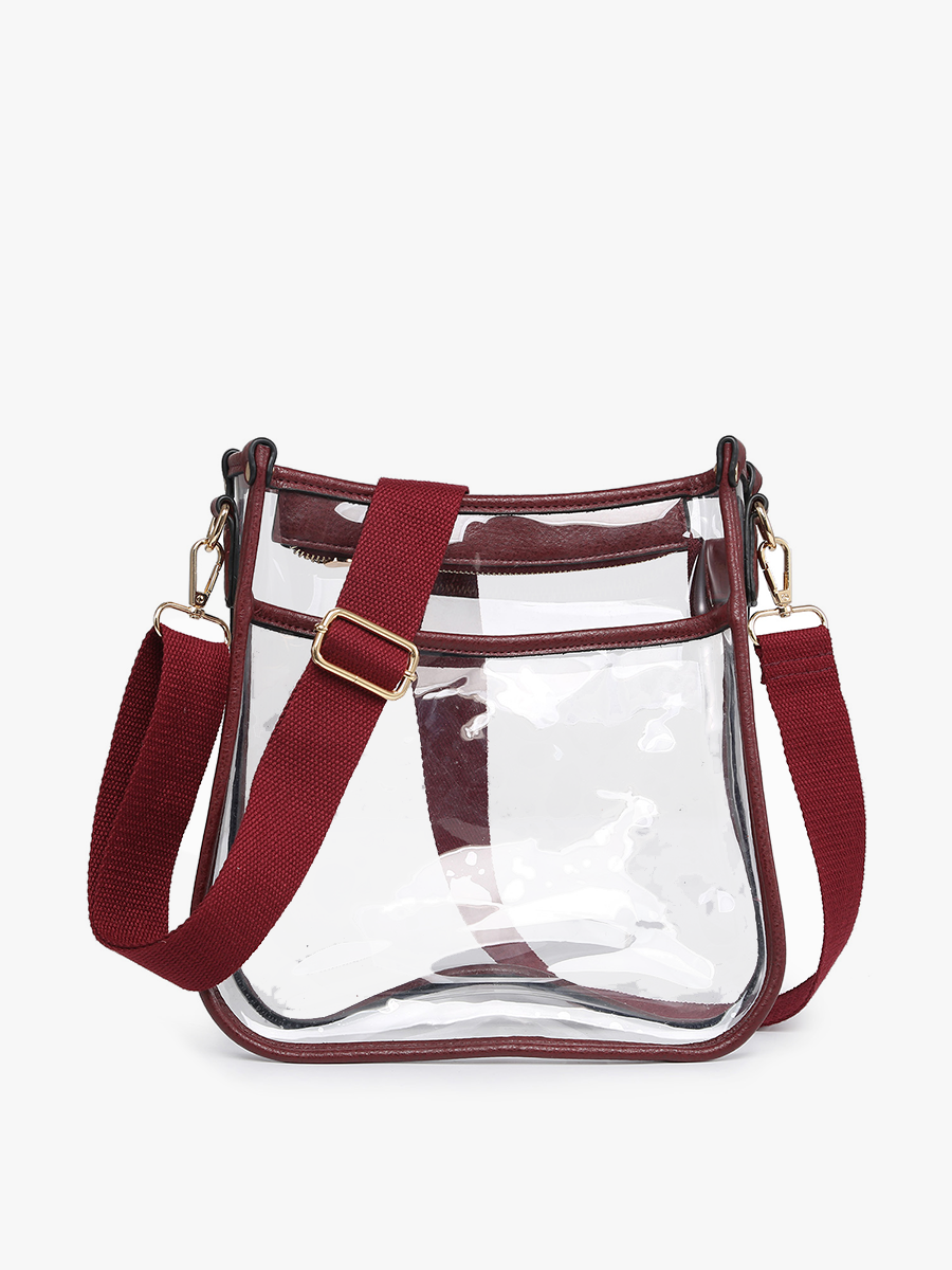 Posie Vegan Clear Crossbody Wine - Jen & Co. vegan handbag