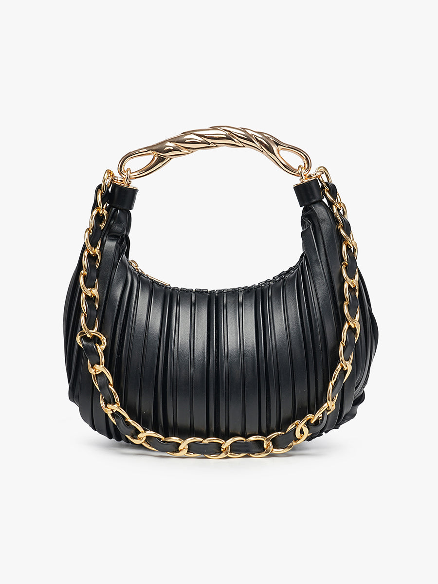 Miriam Vegan Pleated Shoulder Bag Black - Jen & Co. vegan handbag