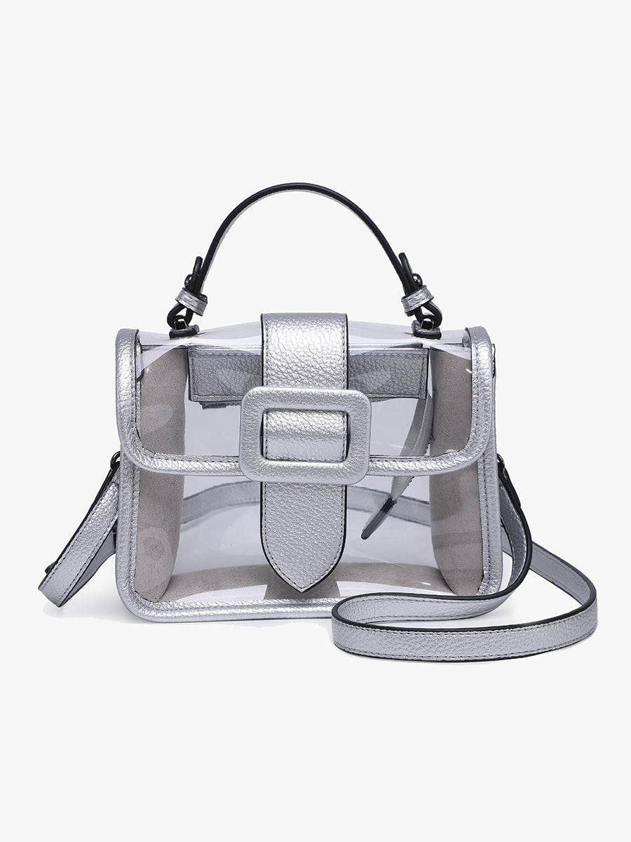 Toni Clear Crossbody Silver - Jen & Co. vegan handbag
