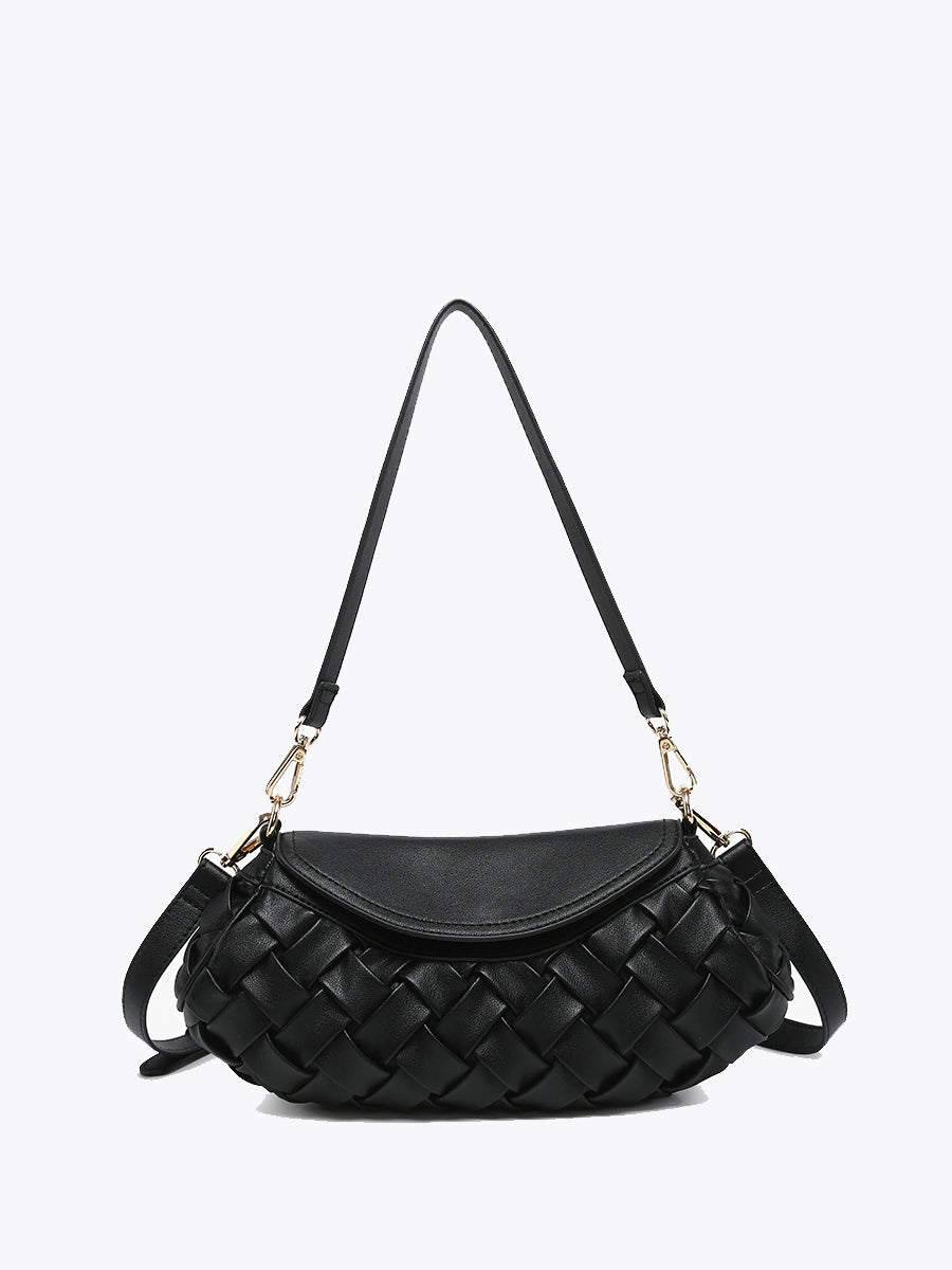 Kaleen Vegan Woven Crossbody Black - Jen & Co. vegan handbag