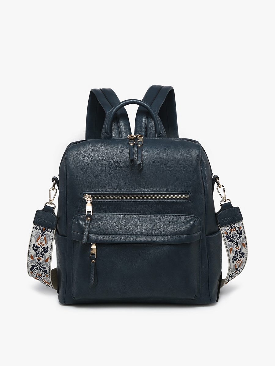 Amelia Vegan Backpack Navy - Jen & Co. vegan handbag