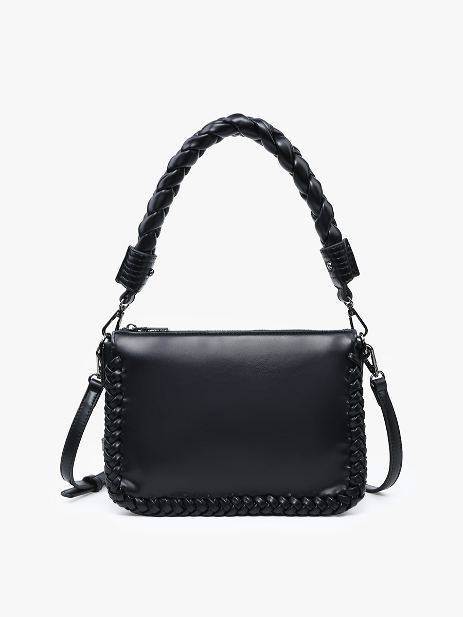 Judith Vegan Whipstitch Shoulder Bag Black - Jen & Co. vegan handbag