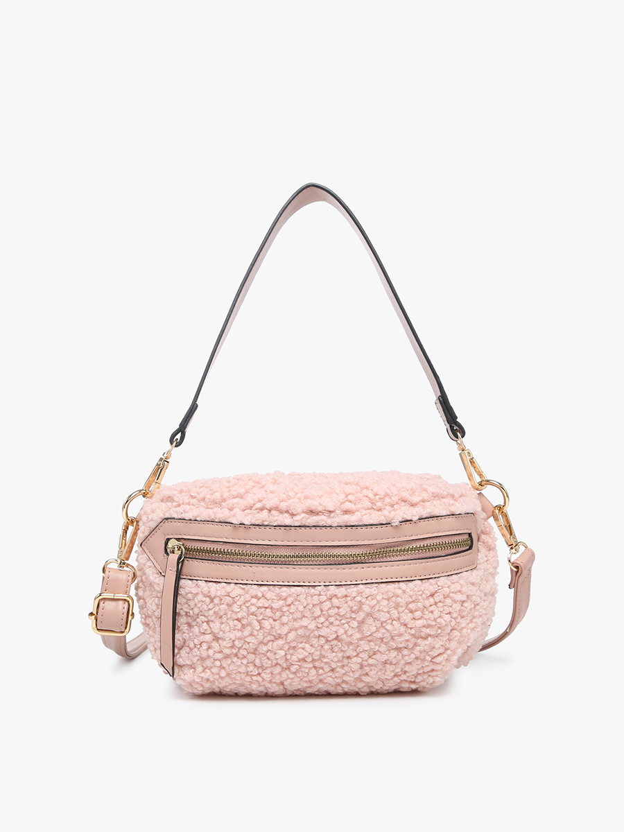 Brookie Vegan Sherpa Belt Bag Pink - Jen & Co. vegan handbag
