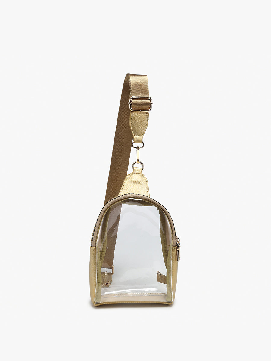 Ellen Clear Sling Bag Gold - Jen & Co. vegan handbag