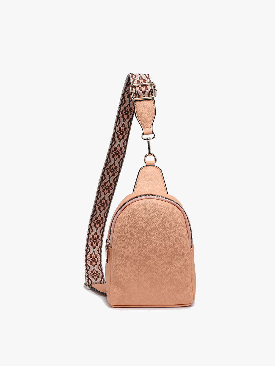Ellen Vegan Guitar Strap Sling Bag Sherbet - Jen & Co. vegan handbag