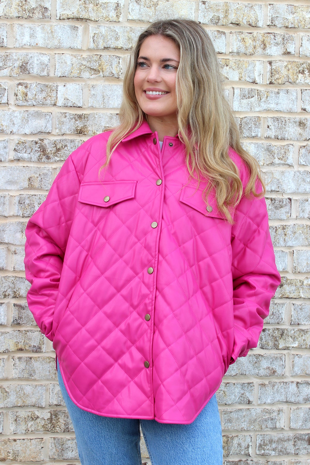 Reign Vegan Leather Jacket Hot Pink - Jen & Co. vegan handbag