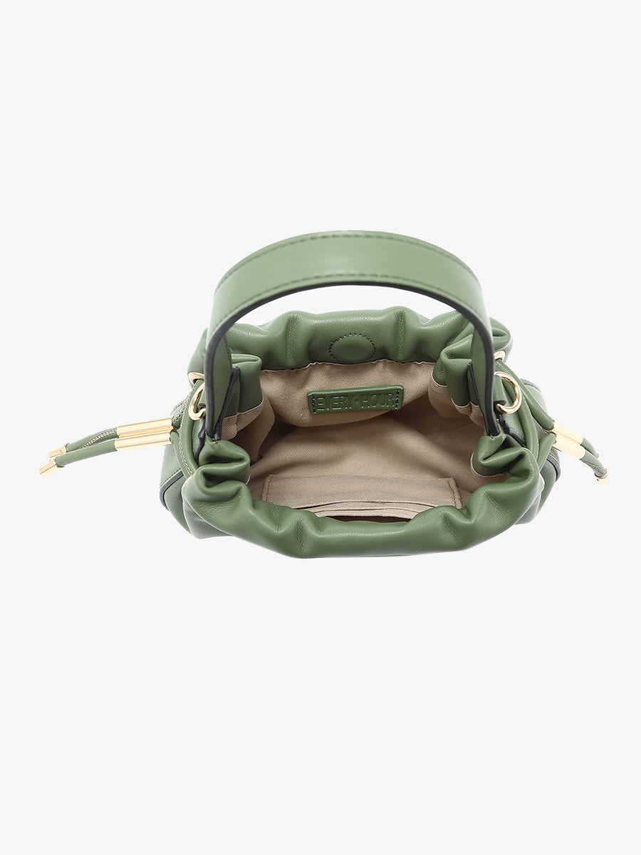 Thalia Vegan Ruched Bucket Bag - Jen & Co. vegan handbag