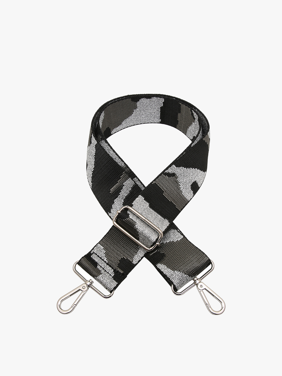 Guitar Strap Camo Grey - Jen & Co. vegan handbag
