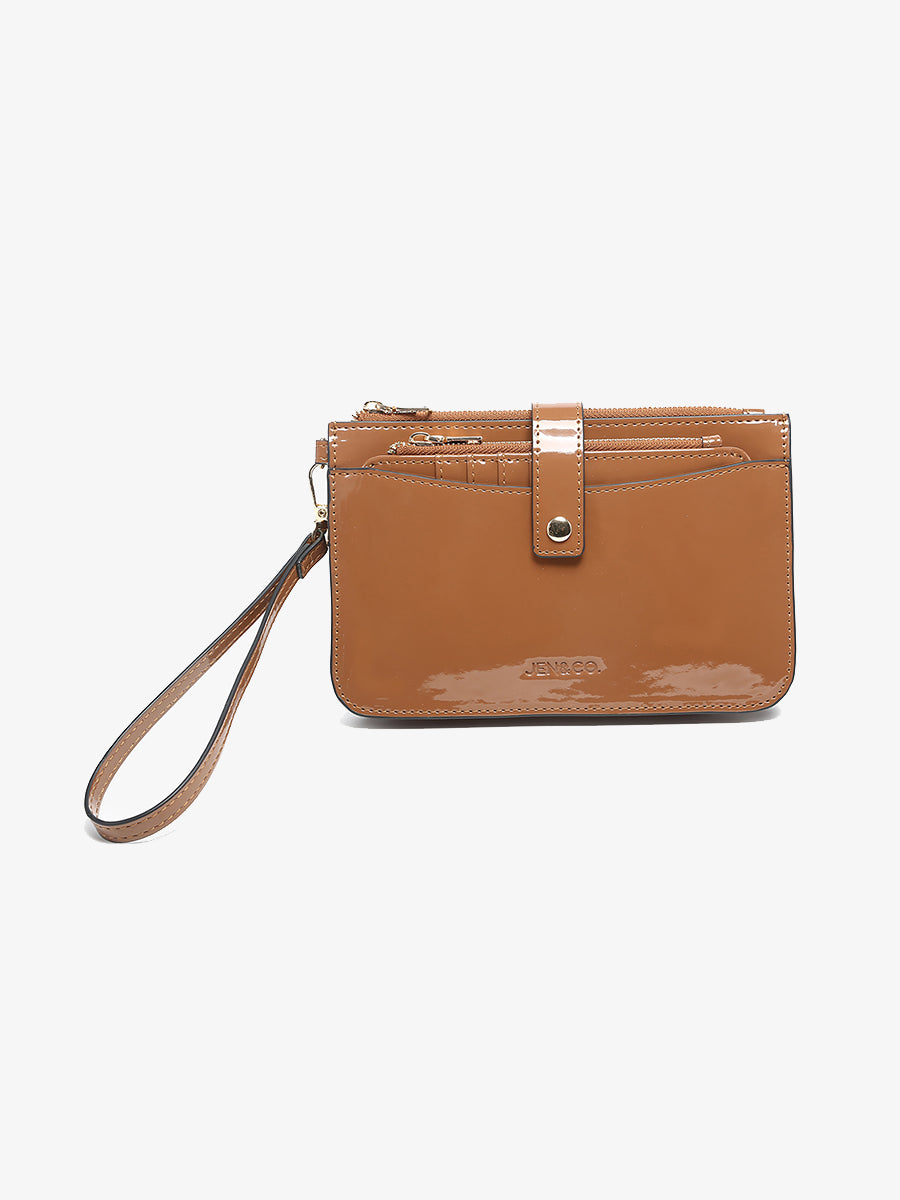 Jackie Vegan Clutch/Wallet Brown - Jen & Co. vegan handbag