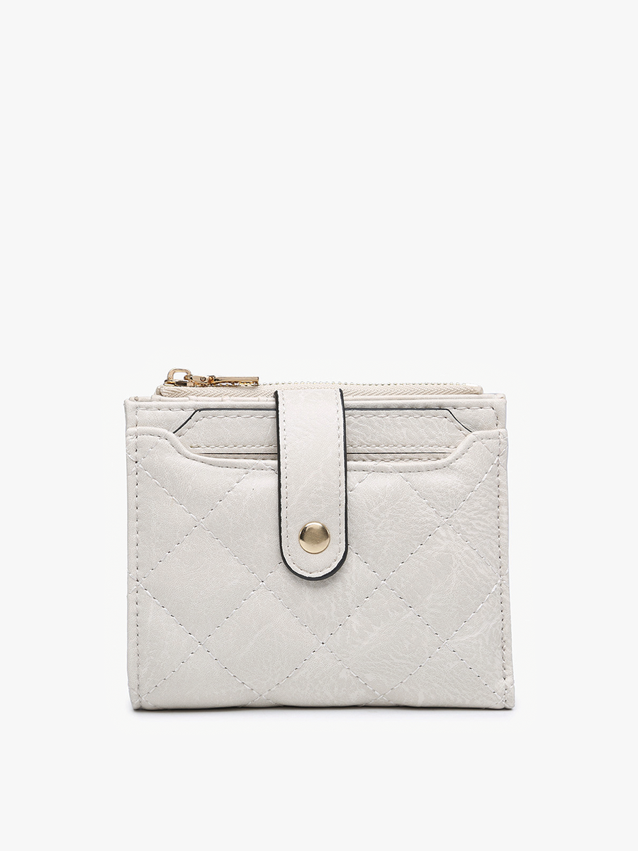 Melody Vegan Quilted Wallet Off White - Jen & Co. vegan handbag