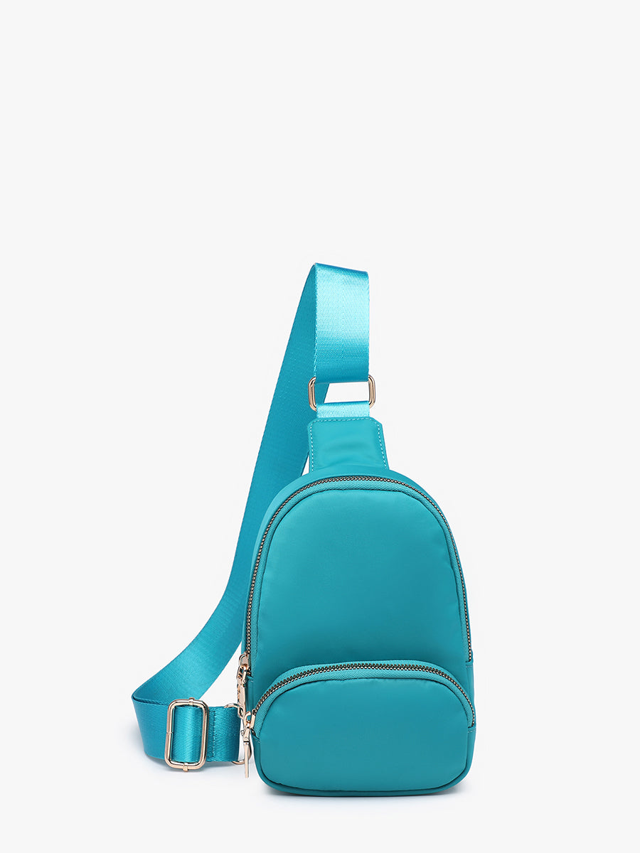 Michelle Nylon Sling Bag Teal - Jen & Co. vegan handbag