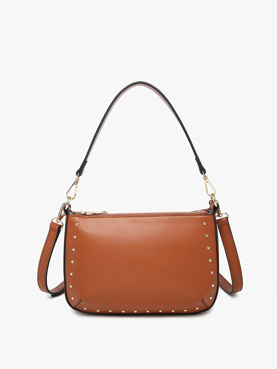 Carmen Vegan Studded Crossbody Brown - Jen & Co. vegan handbag