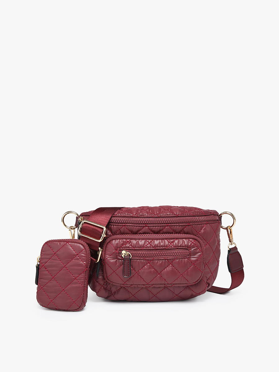 Arianna Vegan Nylon Belt Bag Wine - Jen & Co. vegan handbag