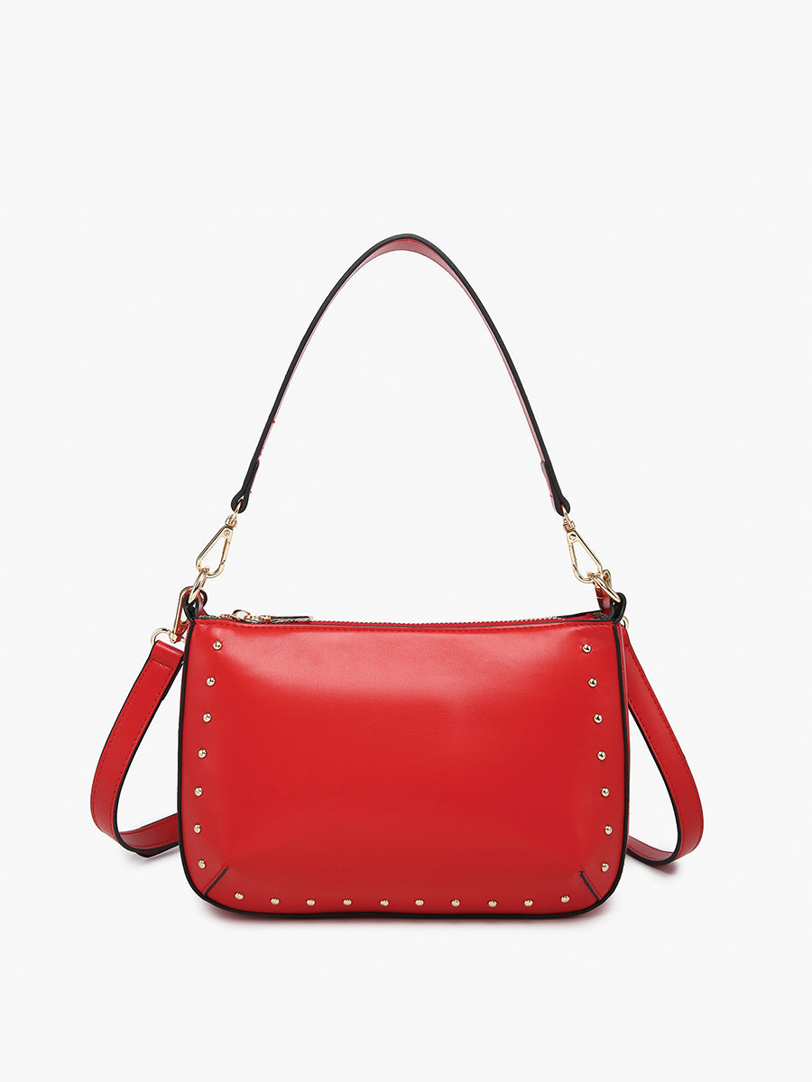 Carmen Vegan Studded Crossbody Cherry Red - Jen & Co. vegan handbag