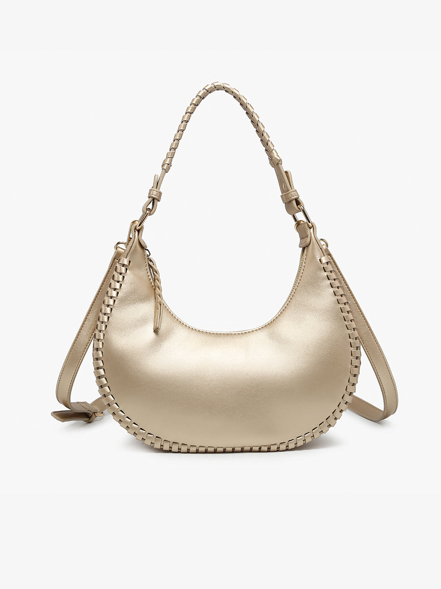 Aria Whipstitch Shoulder Bag Champagne - Jen & Co. vegan handbag
