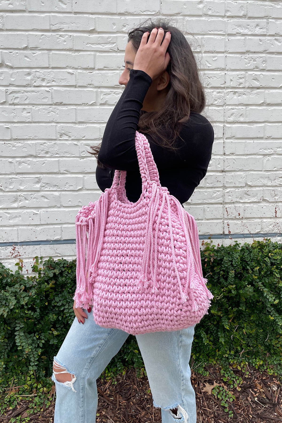 Gracie Macrame Satchel - Jen & Co. vegan handbag