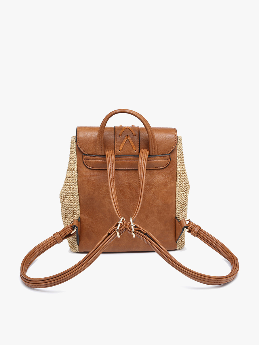 Eleanora Vegan Straw Backpack - Jen & Co. vegan handbag